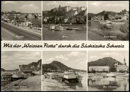 Mit der Weissen Flotte durch die Sächsische Schweiz DDR Mehrbild-AK 1977/1975
