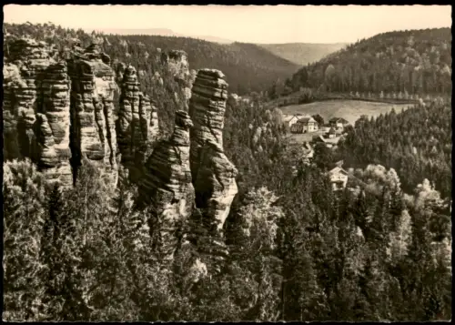 .Sachsen Sächs. Schweiz Bielatal Gruppe am Hallenstein, Otto-Mühle (DDR AK) 1962