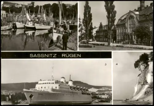 Sassnitz Rügen DDR MB AK mit Fischereihafen Postamt   Eisenbahnfährschiff 1982