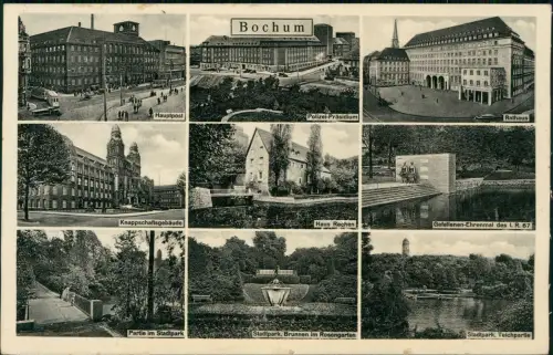 Ansichtskarte Bochum Post, Polizei, Ehrenmal und Park 1939