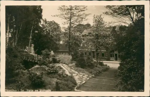 Ansichtskarte Hainichen Partie am Stadtpark 1930