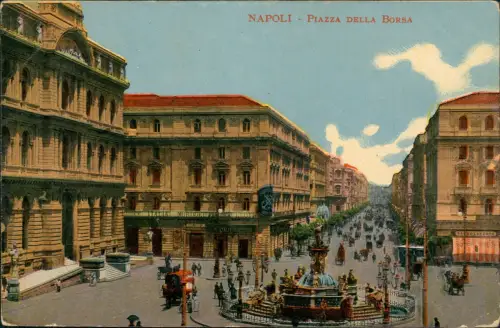 Cartolina Neapel Napoli Piazza della Borsa - Straßenszene 1913