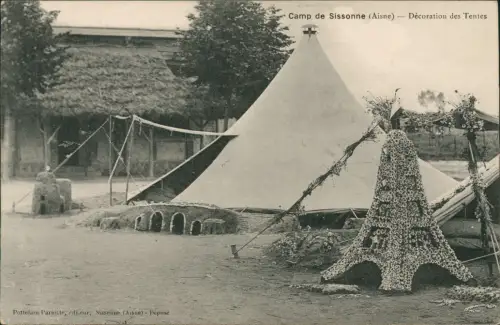 CPA Sissonne Camp de Sissonne Décoration des Tentes Zelt 1914