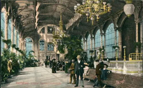 Karlsbad Karlovy Vary Sprudelkolonnade - Inneres feine Herrschaften 1916