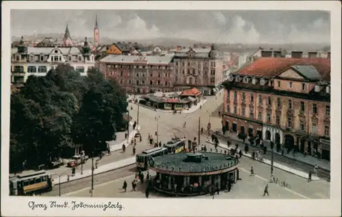 Ansichtskarte Graz Jakominiplatz - coloriert 1938