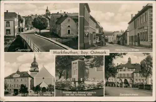 Ansichtskarte Marktleuthen Egerbrücke, Straße, Ehrenmal, Markt 1941