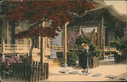 Postcard Japan Japan Nippon 日本 Typen Trachten Mann vor Haus 1929