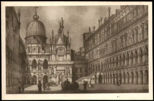 Cartolina Venedig Venezia Cortile del Palazzo Ducale (anno 1850) 1920