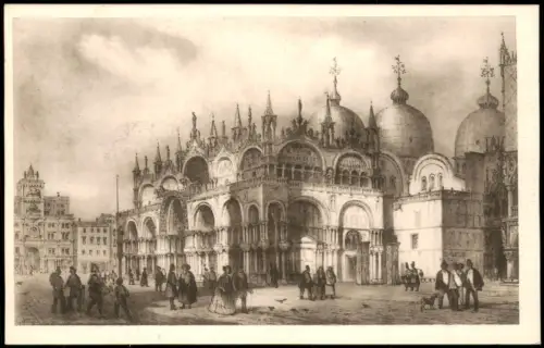 Cartolina Venedig Venezia Venezia nel 1850 Basilica di S. Marco 1920