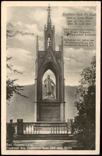 Ansichtskarte Nassau (Lahn) Denkmal des Freiherrn vom und zum Stein 1942