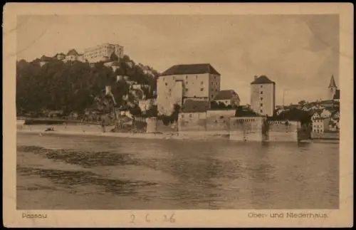 Ansichtskarte Passau Ober- u. Niederhaus 1926