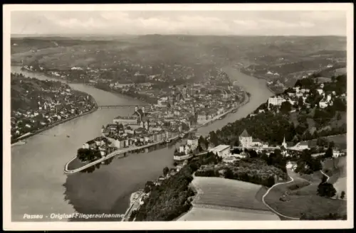 Ansichtskarte Passau Luftbild Fliegeraufname 1938