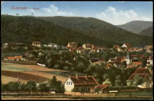 Ansichtskarte Bad Suderode Panorama-Ansicht 1918   1. Weltkrieg Feldpost  (