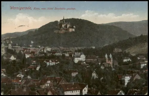 Wernigerode Panorama-Ansicht Harz vom Hotel Sennhütte gesehen 1921
