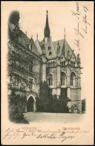 Ansichtskarte Wernigerode Schlosskirche 1900   gel BREMEN (Ankunftsstempel)