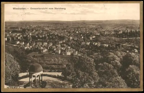 Ansichtskarte Wiesbaden Panorama-Ansicht Gesamtansicht vom Neroberg 1925