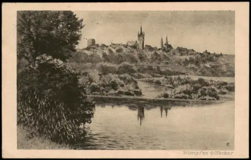 Bad Wimpfen Panorama Wimpfen a. Neckar nach Original von Conrad Pfau, Künstler-AK 1930