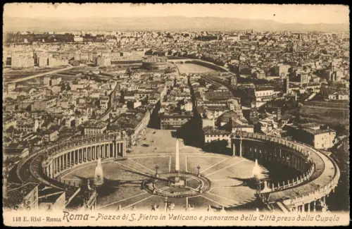 Vatikanstadt Rom Piazza di S. Pietro in Vaticano e panorama della Città preso dalla Cupola 1928