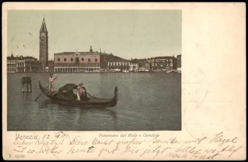 Cartolina Venedig Venezia Panorama-Ansicht Panorama del Molo Gondola 1901