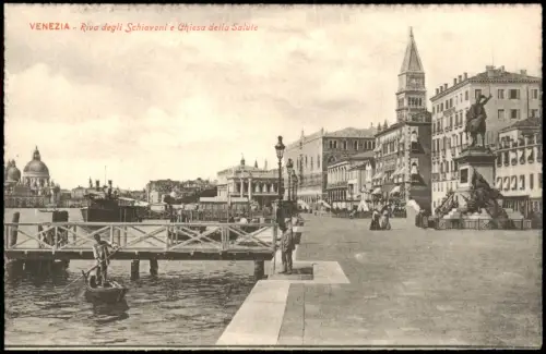 Cartolina Venedig Venezia Riva degli Schiavoni e Chiesa della Salute 1910