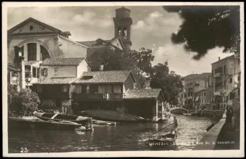 Cartolina Venedig Venezia Stadtteilansicht SQUER E RIO DI S. TROVASO 1930