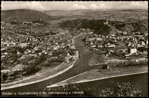 Ansichtskarte Niederlahnstein-Lahnstein Rhein Lahnmündung u. Lahneck 1961