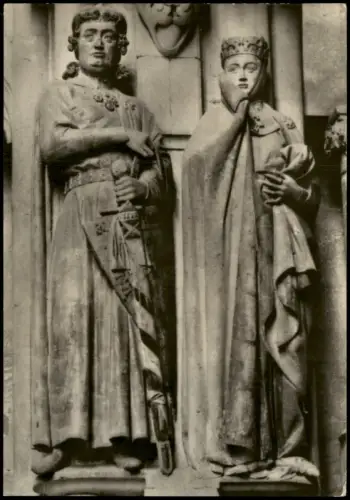 Ansichtskarte Naumburg (Saale) Figuren am Dom, Uta und Ekkehard 1974