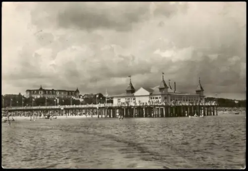 Ansichtskarte Ahlbeck (Usedom) Seebrücke, Ostsee zur DDR-Zeit 1964