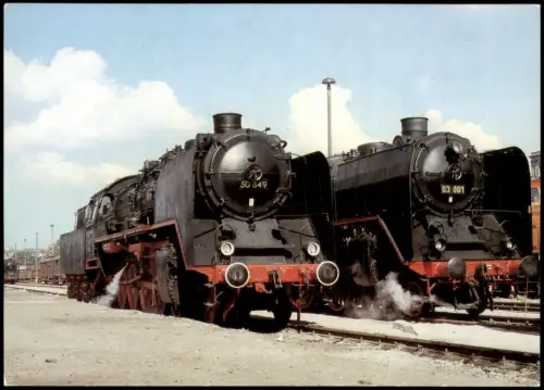 Ansichtskarte  Dampflokomotiven im Bf Radebeul Ost, DDR AK 1988