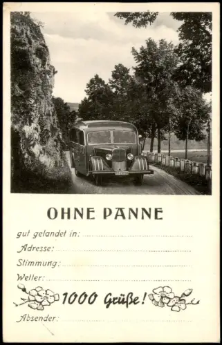 Ansichtskarte  Verkehr KFZ - Bus OHNE PANNE gut gelandet in ... 1950