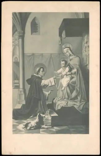 Ansichtskarte  Maria Jesuskind und der Heilige Dominicus Fotokarte 1929
