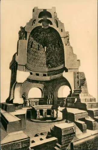 Leipzig Völkerschlachtdenkmal Durchschnitt mit Krypta und Ruhmeshalle 1957