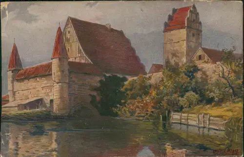 Ansichtskarte Dinkelsbühl Stadtpartie Künstlerkarte 1914