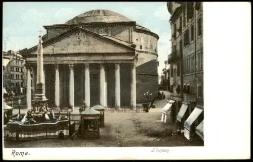 Cartolina Rom Roma Il Pantheon Geschäfte Kioske 1909