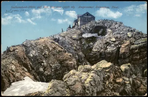 .Trentino-Südtirol Sachsendank-Hütte auf dem Nuvolau Ampezzaner Dolomiten 1913
