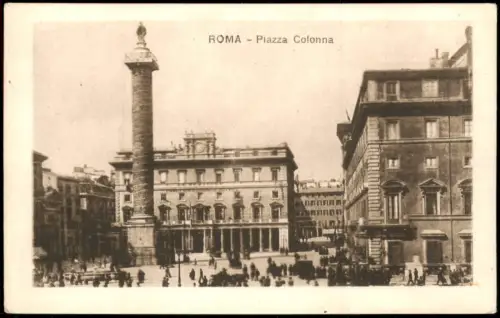 Cartolina Rom Roma Piazza Colonna belebt - Platz 1916