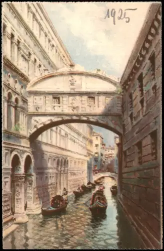 Cartolina Venedig Venezia Stadtteilansicht mit Ponte dei Sospiri 1925