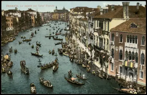 Venedig Venezia Stadtteilansicht, Le regate sul Canal Grande 1910