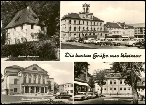 Ansichtskarte Weimar Rathaus Platz Theater 1968