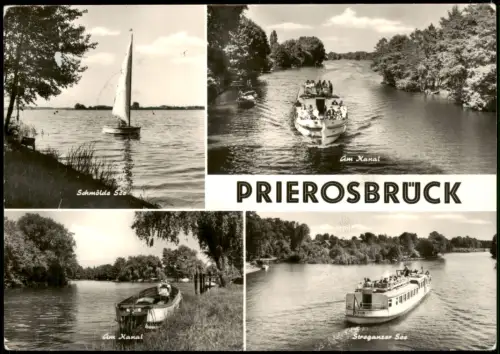 Ansichtskarte Prieros-Heidesee 4 Bild Segelboot Fahrgastschiff 1974
