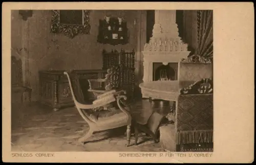 Ansichtskarte Höxter (Weser) Schloß Kloster Corvey Schreibzimmer 1920