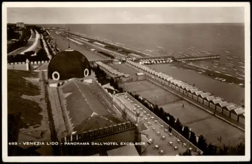 Lido di Venezia-Venedig Venezia STRAND LIDO - PANORAMA DALL'HOTEL EXCELSIOR 1934