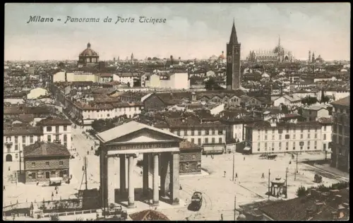 Cartolina Mailand Milano Panorama da Porta Ticinese - Piazza 1912