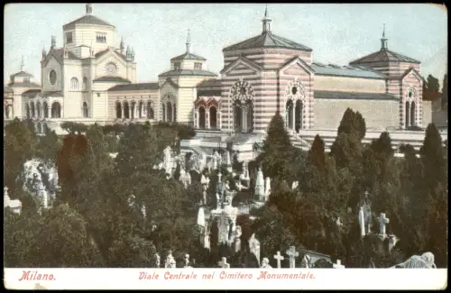 Cartolina Mailand Milano Viale Centrale nel Cimitero Monumentale. 1912