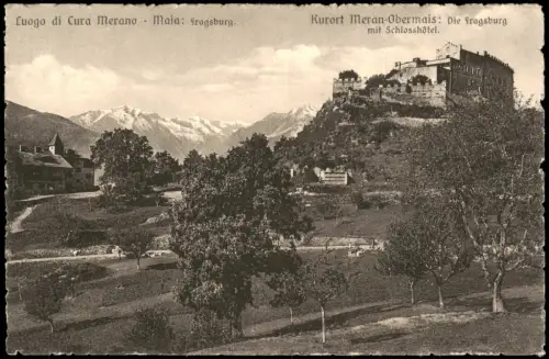 Cartolina Meran Merano Obermais: Die Fragsburg mit Schloßhotel 1928  Südtirol