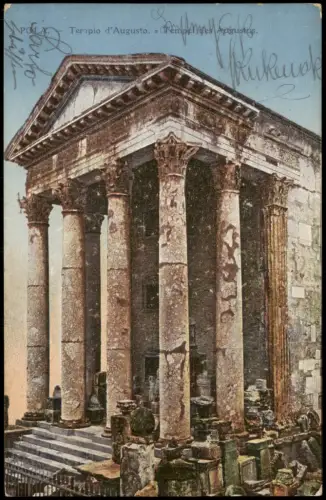 Postcard Pula Pola Tempio d'Augusto 1914  Kroatien Crotia