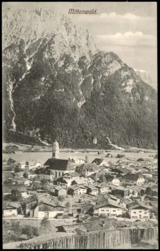 Ansichtskarte Mittenwald Partie an der Stadt 1912