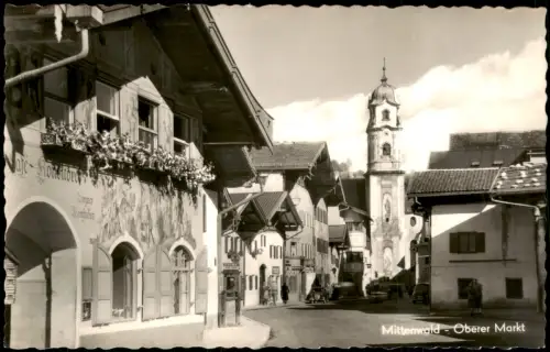 Ansichtskarte Mittenwald Oberer Markt - Autos 1963