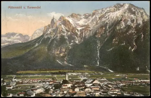 Ansichtskarte Mittenwald Stadt u. Karwendel 1915