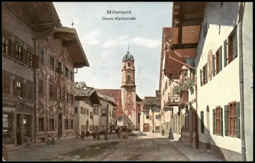Ansichtskarte Mittenwald Obere Marktstraße 1916